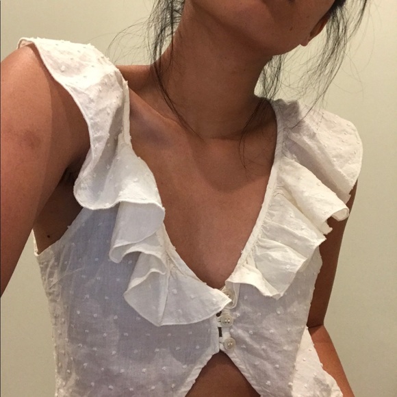 Brandy Melville Tops - brandy melville swiss dot ruffle top